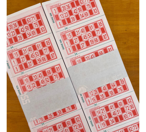 Cartones Para Bingo Descartables 2016 Unidades X 20 Series