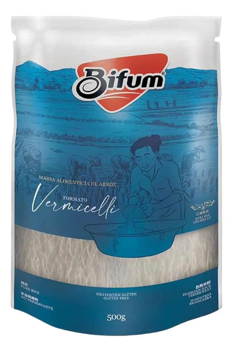 Macarrão Oriental de Arroz Bifum Sem Glúten Vegano 500g