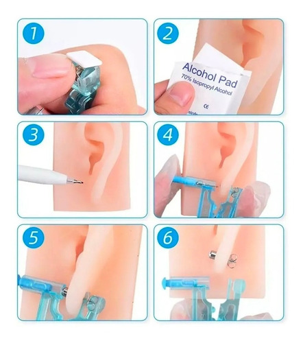 Imagen 3 de 6 de Abridores De Oreja Piercing Pistola Perforadora Aro Incluido