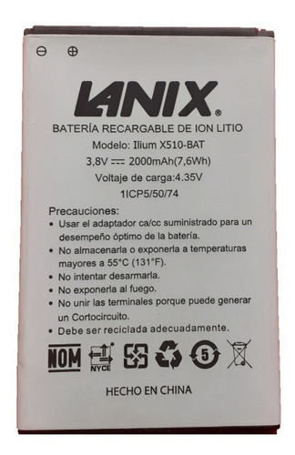 Batería Lanix Para Ilium X510 100% Original Garantia