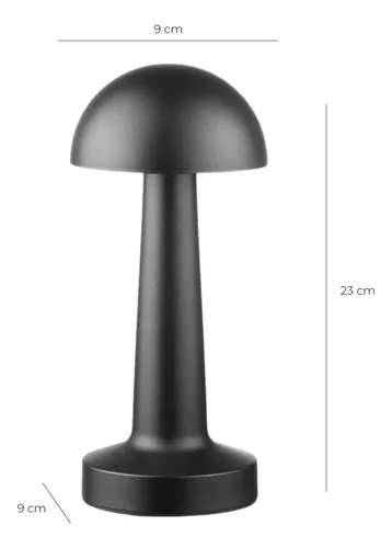 Lámpara De Mesa Led Recargable Mushroom Led Dimeable Negra