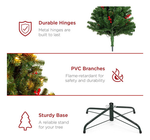 Árbol De Navidad Artificial De 7 Pies, Pino De Navidad Con 4