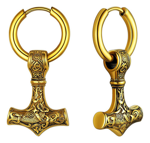 Aretes Con Diseño Vikingo De Martillo De Thor