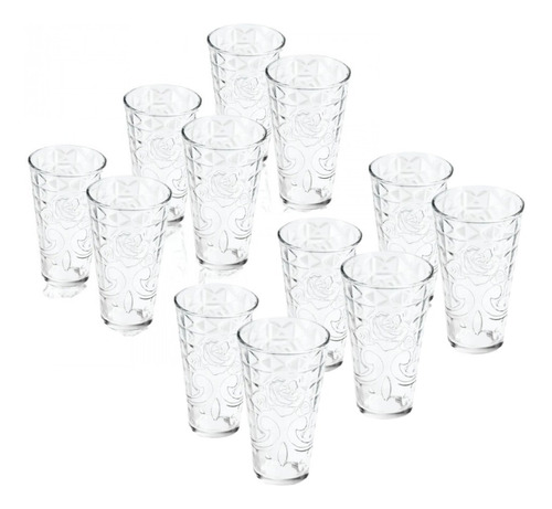 Set 12 Vasos Cristal Vidrio 360 Modernos Grandes Resistente