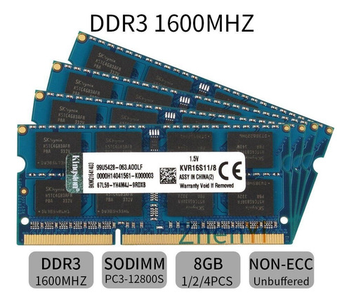 Memoria Ram Laptop 8gb Pc3-12800 Ddr3-1600 Sodimm 1.5v