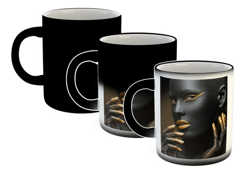 Taza Magica Mujer Oro Con Mano En La Boca Make Up