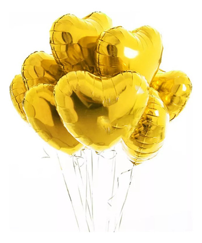 Balão Metalizado Coração Dourado Grandão 60cm! 24pol 5balões