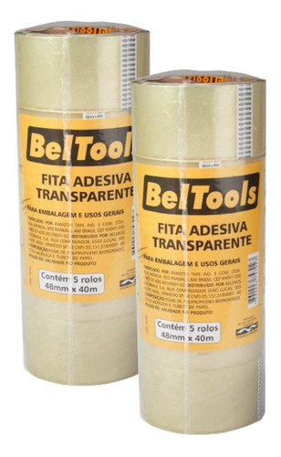 Caixa 10 Rolos Fita Adesiva Transparente 48mm X 40m Beltools