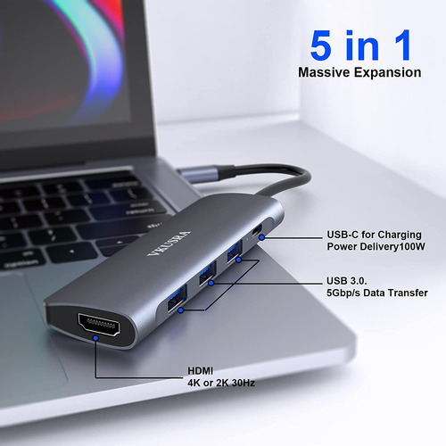 Adaptador Usb C Hdmi 3 Puertos Usb 3.0 Usb C