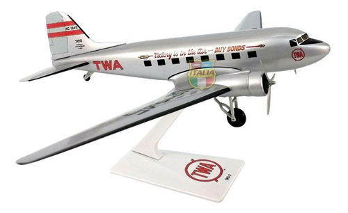 Douglas Dc-3 Twa 1:100 Flight Miniatures Com Trem De Pouso