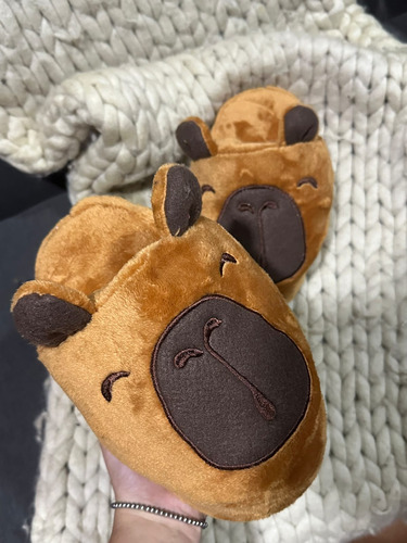 Pantuflas Capibara Peluche. Talles Para Niños Y Adultos
