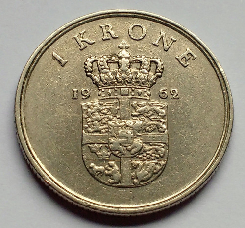 Moneda De Dinamarca, 1 Krone 1962.