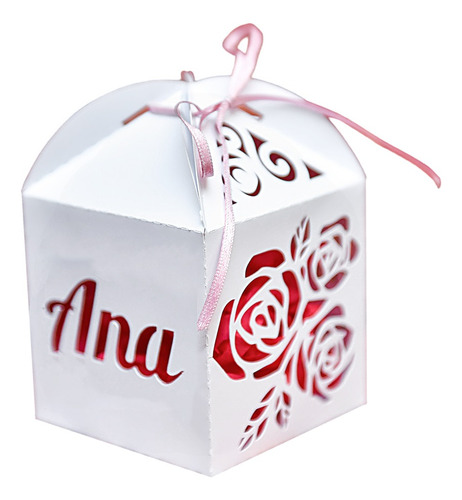 15 Cajas Caladas Ramo De Rosas  Personalizadas