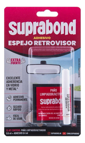 Adhesivo Suprabond Espejo Retrovisor - Pegamento Parabrisas