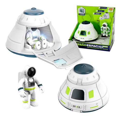 Nave Capsula Missão Espacial Com Luz E Astronauta Dm Toys Cor Branco