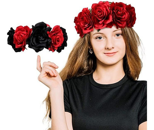 Diadema Con Diseño De Flor De Rosa - Día De Los Muertos Mexi | Envío gratis