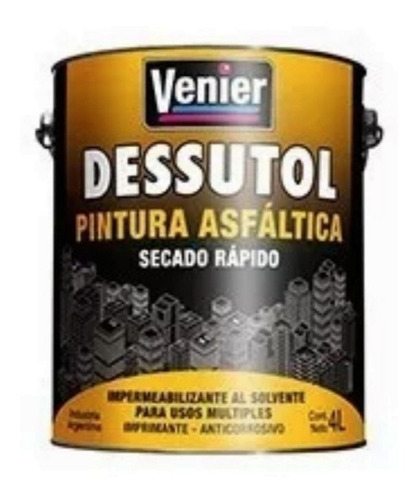 Pintura Asfáltica Base Solvente X 4 Litros Venier Membrana