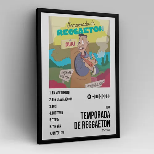 Cuadro Duki Temporada De Reggaeton Álbum 40x30 Cm C/ Vidrio