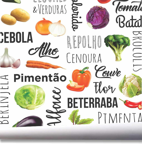 Papel De Parede Cozinha Verduras Legumes Kit 02 Rolos A499