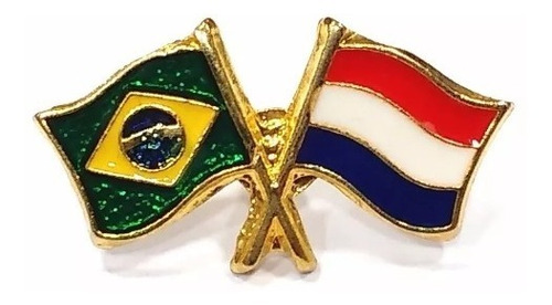 Pim Bótom Broche Bandeira Brasil X Luxemburgo Folheado Ouro