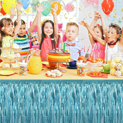 2 Paquetes De Falda De Mesa Con Flecos De Papel De Aluminio