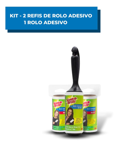 Rolo Adesivo Tira Pelo Scotch-brite 3m Roupa Sofa + 2 Refis