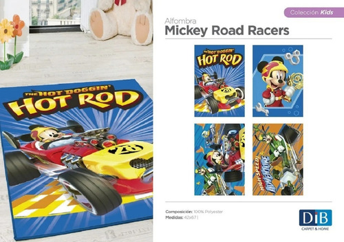 Imagen 3 de 7 de Carpeta Alfombra Mickey Carrera Disney Infantil 0.67 X 1.20