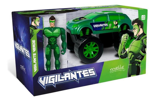 Imagem 2 de 5 de Conjunto Boneco Articulado + Carrinho Vigilante Verde Mielle
