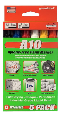 U-mark A10 10150 - Rotulador De Pintura (6 Unidades), Color