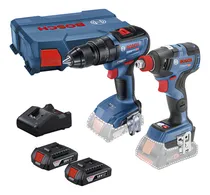 Comprar Kit de taladros Gsb 18 V 50 + destornillador Bosch 18 V 200 Gdx, color azul