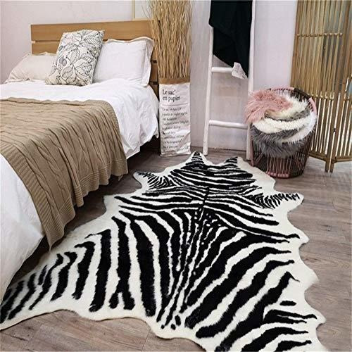 alfombra de baño con estampado de animales dormitorio diseño de cebra cebra 75 x 110 cm sala de estar Nideen Alfombra de piel sintética antideslizante con estampado de cebra para el hogar 