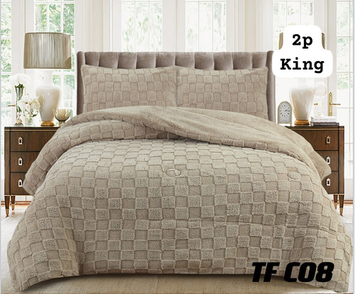 Cobertor Texturizado Medida King Diseño Cuadrille