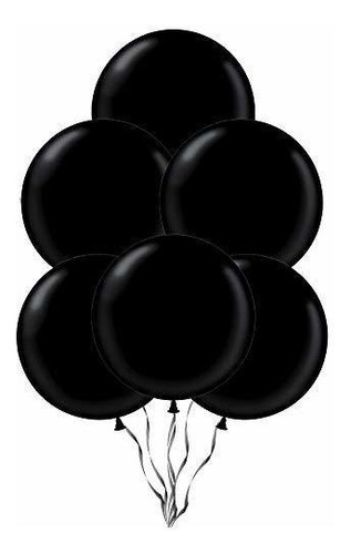 Pmu Globos De 24 Pulgadas Partido-tex Premium Negro Látex Em