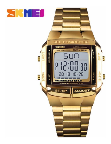 Relógio Skmei Moda Masculino Digital Ouro Escuro