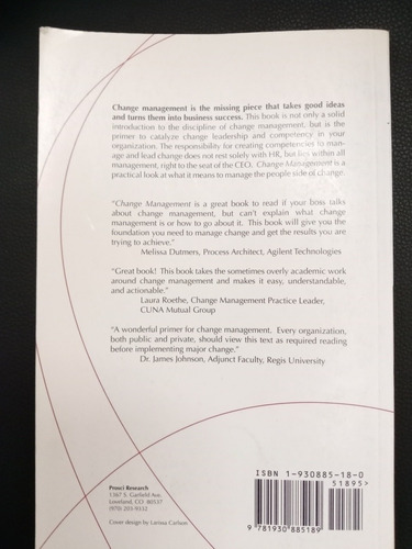Change, Management .jeffrey M. Hiatt(308) (Usado)