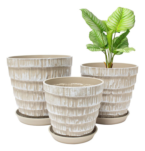 Macetas Plantas, Juego De 3 Maceteros De 7.5/6.5/5.5 Pu...