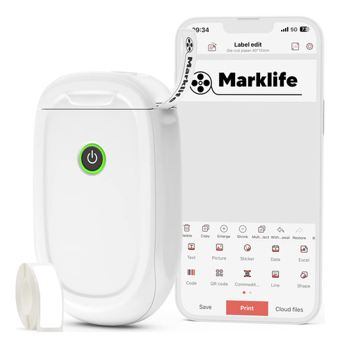 Marklife Máquina De Etiquetas P11, Impresora Térmica Port.