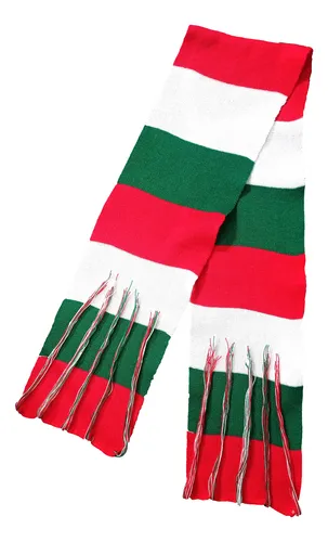 Bufanda En Hilo Tres Rayas Navideña Navidad Tricolor X10