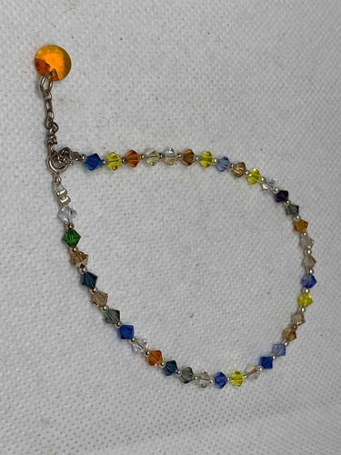 Imagen 2 de 10 de Tobillera De Cristal Sw Genuino Y Plata 925 Varios Colores