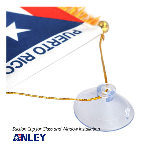 Bandera Anley Puerto Rico Con Flecos Para Colgar En Ventana,