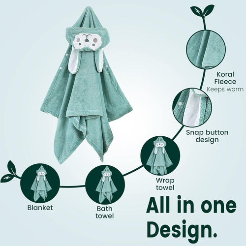 Bluejr Toalla De Baño Con Capucha De Conejo Para Bebé, Toall