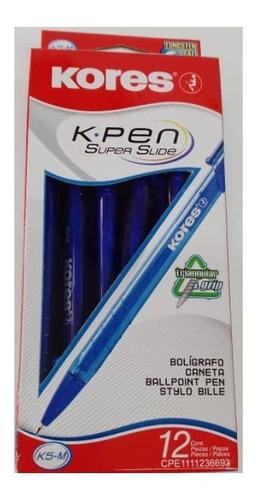 Bolígrafos Transparentes K5-m  Azul (caja*12und)