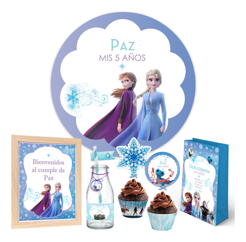 Kit Imprimible Frozen 2 + Banner Circular Fondo Mesa Dulce