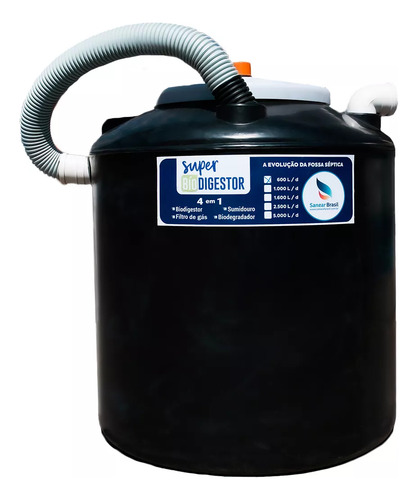 Tratamento Esgoto Agua Banheiro Cozinha Fossa Super Biodigestor 600lts C Leito Secagem Caixa Gordura Sanear Brasil