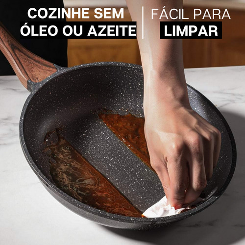 Frigideira Cerâmica Antiaderente Grande Para Fogão A Gás Indução Panela Frita Sem Óleo Moderna Mix