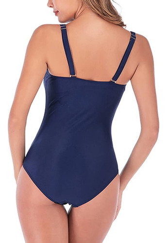 Traje De Baño De Una Pieza Ajustado Plisado Retro Para Mujer