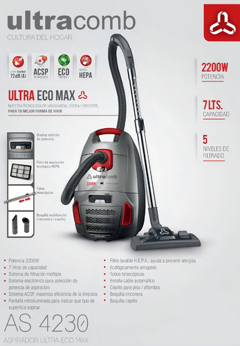 Ultracomb AS-4230 7l color gris 2200W