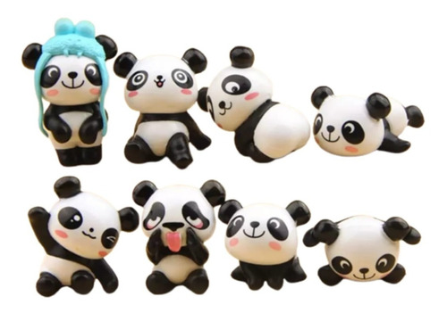 Figuras De Juguete Panda Set De 8 Unidades Decoración