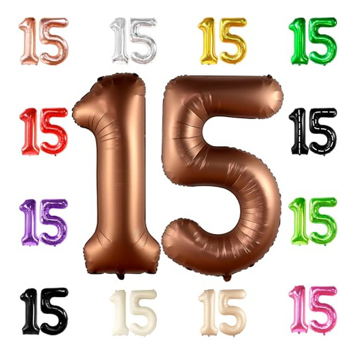 Globos Gigantes De Color Marrón Café Con El Número 15, 40 Pu