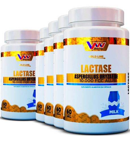 Kit 5x Enzima Lactase 10.000 Fcc Alu 60 Cápsulas - Lactoze